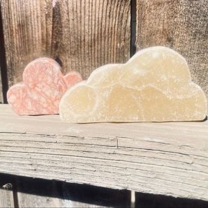 Pair of 2 Calcite & Quartz Hand Carved Clouds Set